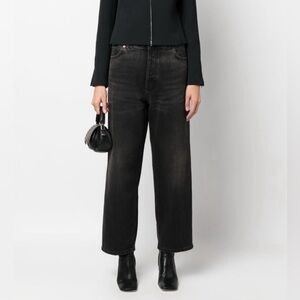 HAIKURE BLACK WIDE LEG MID RISE JEANS SZ 28